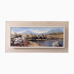 Swedish Artist, Mountain River, 1950s, Oil on Canvas