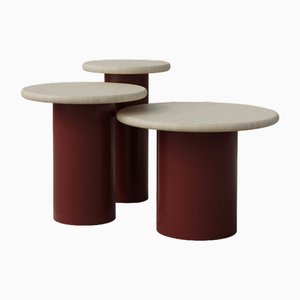 Raindrop Side Table Set in Ash and Terracotta by Fred Rigby Studio, Set of 3