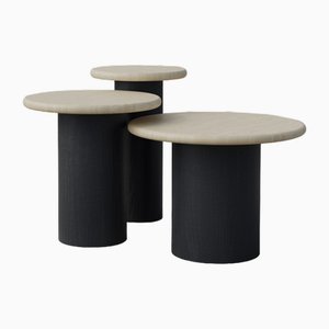 Raindrop Side Table Set in Ash and Black Oak by Fred Rigby Studio, Set of 3