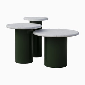 Raindrop Side Table Set in White Oak and Moss Green by Fred Rigby Studio, Set of 3