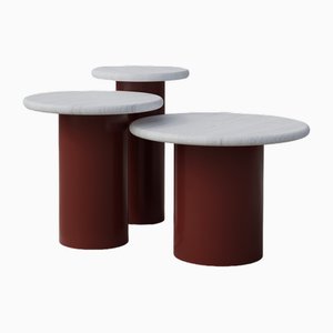 Tavolini Raindrop in quercia bianca e terracotta di Fred Rigby Studio, set di 3