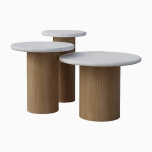 Raindrop Side Table Set in White Oak and Oak by Fred Rigby Studio, Set of 3
