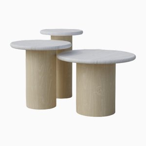 Raindrop Side Table Set in White Oak and Ash by Fred Rigby Studio, Set of 3