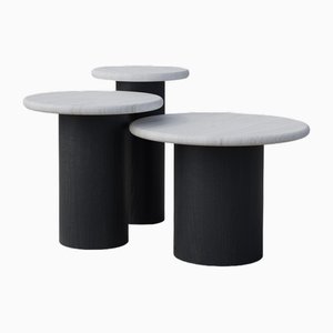 Raindrop Side Table Set in White Oak and Black Oak by Fred Rigby Studio, Set of 3