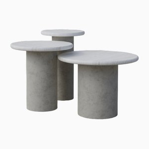 Raindrop Side Table Set in White Oak and Microcrete by Fred Rigby Studio, Set of 3