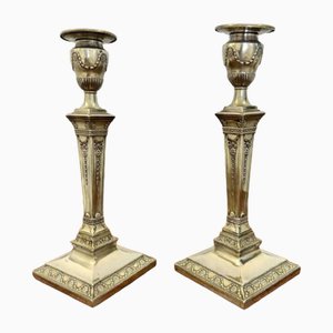 Victorian Silver Plated Ornate Candleholders, 1880s, Set of 2