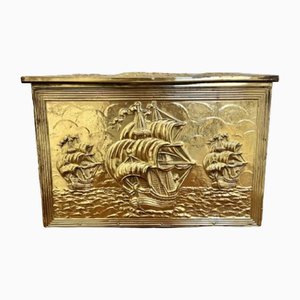 Ornate Brass Coal Box, 1920s