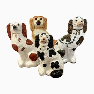 Hand Painted Staffordshire Dogs, 1880s, Set of 4