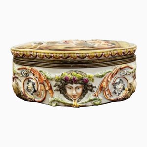 Italian Victorian Capodimonte Porcelain Table Casket, 1860s