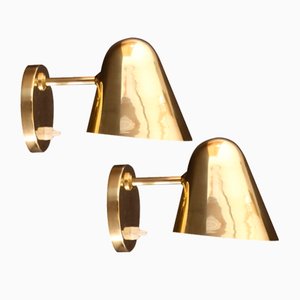 Adjustable Wall Lamps in Brass by Jacques Biny for Luminalité, 1950s, Set of 2