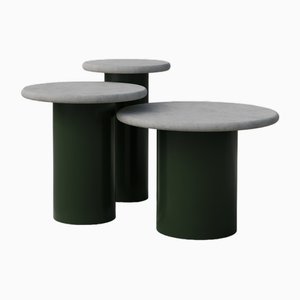 Tavolini Raindrop in microcrete e verde muschio di Fred Rigby Studio, set di 3