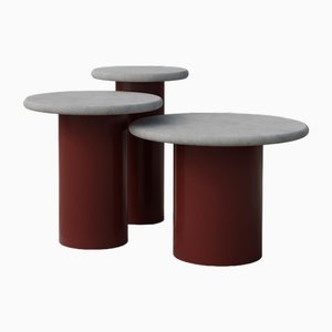 Raindrop Side Table Set in Microcrete and Terracotta by Fred Rigby Studio, Set of 3