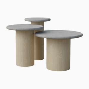 Raindrop Side Table Set in Microcrete and Ash by Fred Rigby Studio, Set of 3