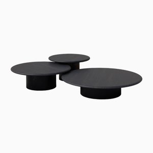 Raindrop Coffee Table Set in Black Oak and Patinated by Fred Rigby Studio, Set of 3