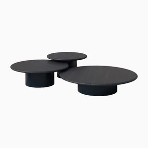 Raindrop Coffee Table Set in Black Oak and Midnight Blue by Fred Rigby Studio, Set of 3