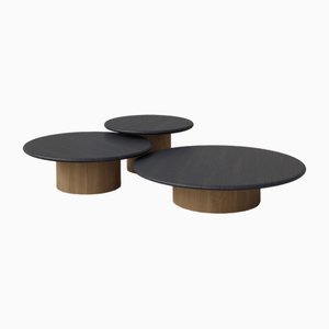 Raindrop Coffee Table Set in Black Oak and Oak by Fred Rigby Studio, Set of 3
