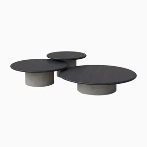 Raindrop Coffee Table Set in Black Oak and Microcrete by Fred Rigby Studio, Set of 3