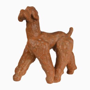 Escultura de perro de terracota, años 80