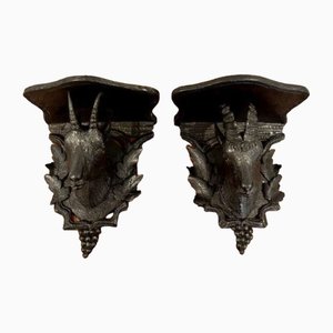 Black Forest Carved Wall Brackets, 1880s, Set of 2