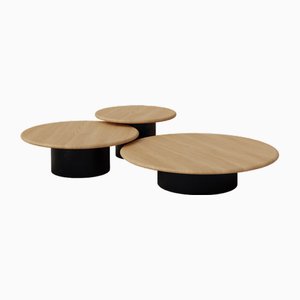 Raindrop Coffee Table Set in Oak and Patinated by Fred Rigby Studio, Set of 3