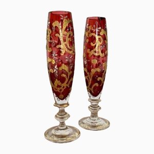 Bohemian Glass Vases, 1880s, Set of 2