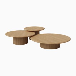 Raindrop Coffee Table Set in Oak and Oak by Fred Rigby Studio, Set of 3