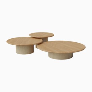 Raindrop Coffee Table Set in Oak and Ash by Fred Rigby Studio, Set of 3