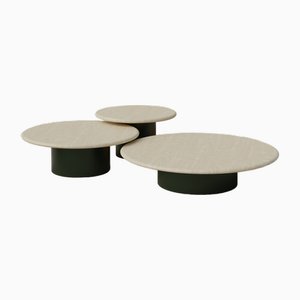 Raindrop Coffee Table Set in Ash and Moss Green by Fred Rigby Studio, Set of 3