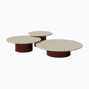 Raindrop Coffee Table Set in Ash and Terracotta by Fred Rigby Studio, Set of 3