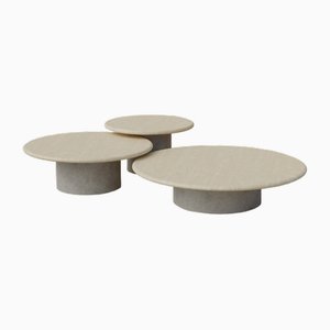 Raindrop Coffee Table Set in Ash and Microcrete by Fred Rigby Studio, Set of 3