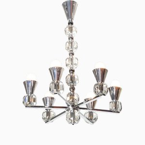 6-Flame Chandelier by Jacques Adnet