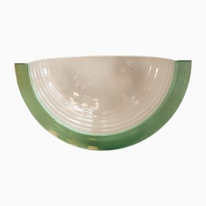 Lámpara de pared de cristal de Murano con borde verde