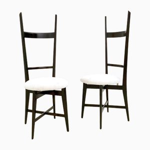 Vintage Black and White Chiavari Chairs in the Style of Parisi, Italy, 1950s, Set of 2