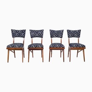 Quadratische Gemusterte Schwarz-Weiße Stühle im Stil von Ico Parisi, 1950er, 4 . Set