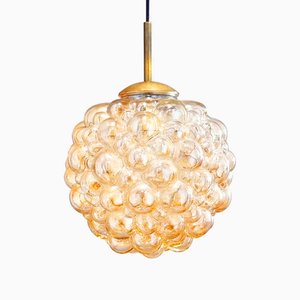 Large Mid-Century Modern Amber Bubble Glass Ceiling Light by Helena Tynell for Limburg, Germany, 1960s