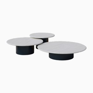 Raindrop Coffee Table Set in White Oak and Midnight Blue by Fred Rigby Studio, Set of 3