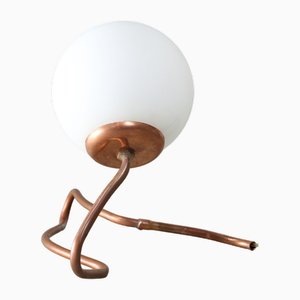 Vintage Organic Table Lamp in Copper and Opaline