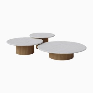 Raindrop Coffee Table Set in White Oak and Oak by Fred Rigby Studio, Set of 3
