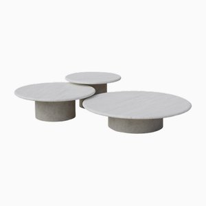 Raindrop Coffee Table Set in White Oak and Microcrete by Fred Rigby Studio, Set of 3