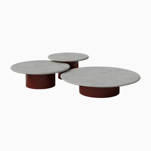 Raindrop Coffee Table Set in Microcrete and Terracotta by Fred Rigby Studio, Set of 3