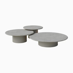Raindrop Coffee Table Set in Microcrete and Pebble Grey by Fred Rigby Studio, Set of 3