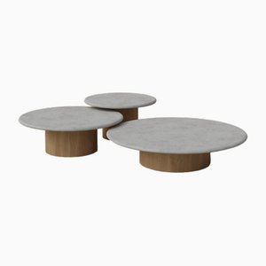 Tavolini da caffè Raindrop in microcrete e quercia di Fred Rigby Studio, set di 3