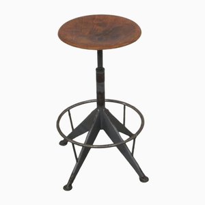 Vintage Stool in Beech and Iron, 1950s