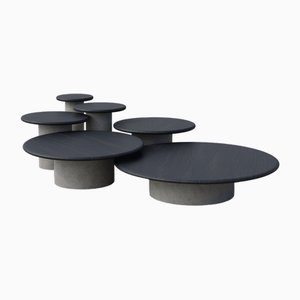 Raindrop Full Set in Black Oak and Microcrete by Fred Rigby Studio, Set of 6
