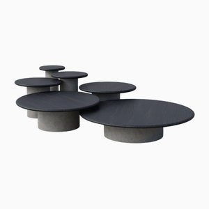 Set completo Raindrop in quercia nera e microcrete di Fred Rigby Studio, set di 6