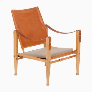 Chaise Safari en Cuir Naturel par Kaare Klint pour Rud. Rasmussen