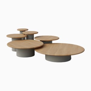 Raindrop Full Set in Oak and Pebble Grey by Fred Rigby Studio, Set of 6