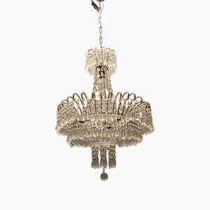 Weißer Kristall Kronleuchter, 1960er
