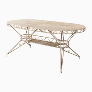 Large Oval Garden Table in Wrought Iron, 1950s