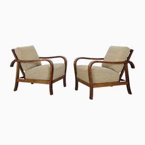 Art Deco Positioning Armchairs, Set of 2